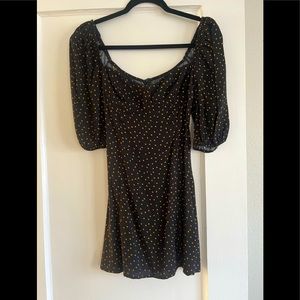 Reformation Gold and Black Polka Dot Dress